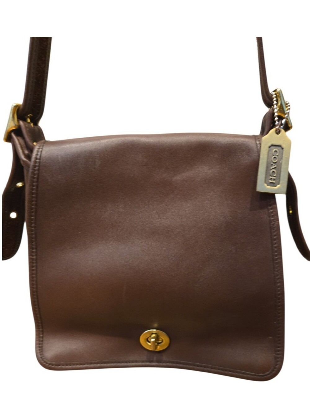 Coach Vintage Y2k 2001 Glove Tanned Leather Turnlock Brass Cartouche Purse EC